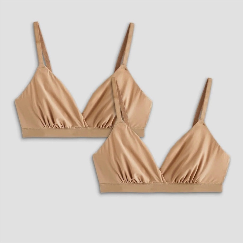 NWOT Quince Second Skin Crossover Bralette (2-pack) in Sand Size Medium
